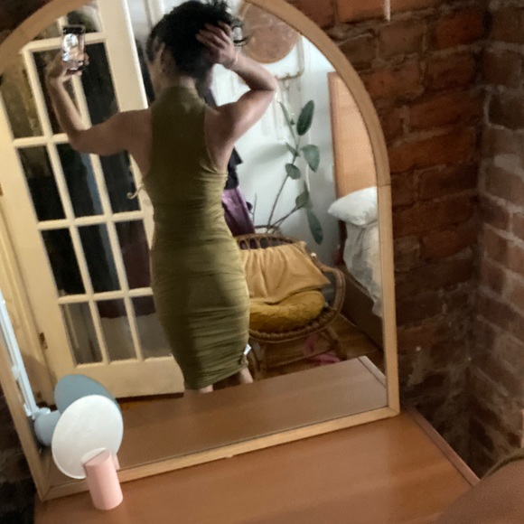 NWT XS Olive Chain Link Mock Neck Bodycon - Picture 4 of 14